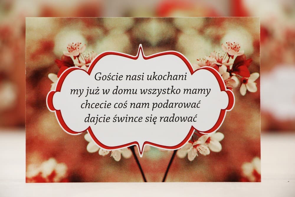 Bilecik do Zaproszeń z Kwiatami Wiśni | Wkładka Informacyjna RSVP, Prośba o Pieniądze | Felicja nr 8