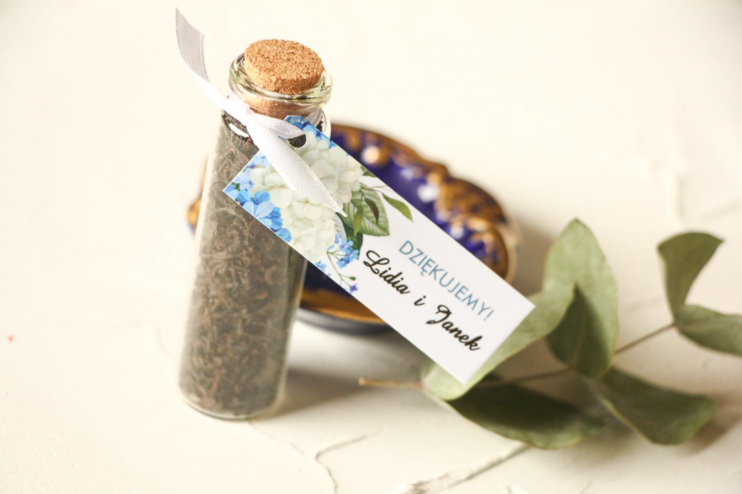 Boccettine con Tè con Etichetta Dorata | Ringraziamenti per Ospiti Matrimoniali | Avril nr 1