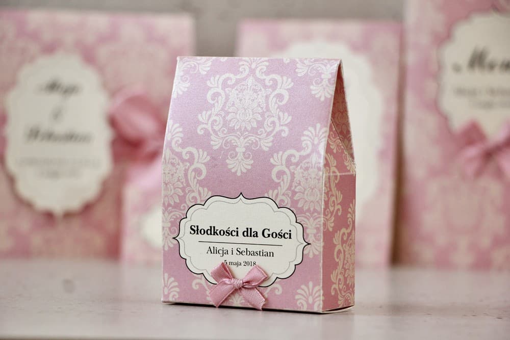 Élégantes Boîtes avec Nœud sur Papier Perlé avec Friandises | Cadeaux et Souvenirs pour Invités de Mariage | Ornement n° 1