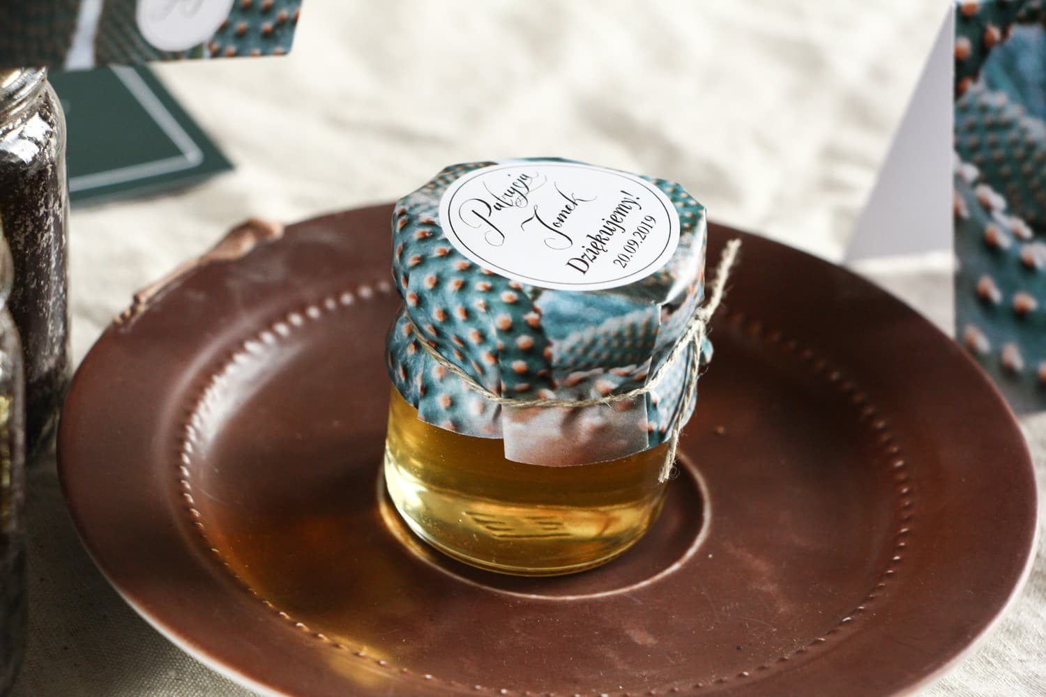 Natural Honey Jar Botanic No. 4 – Sweet Wedding Favour with Cactus