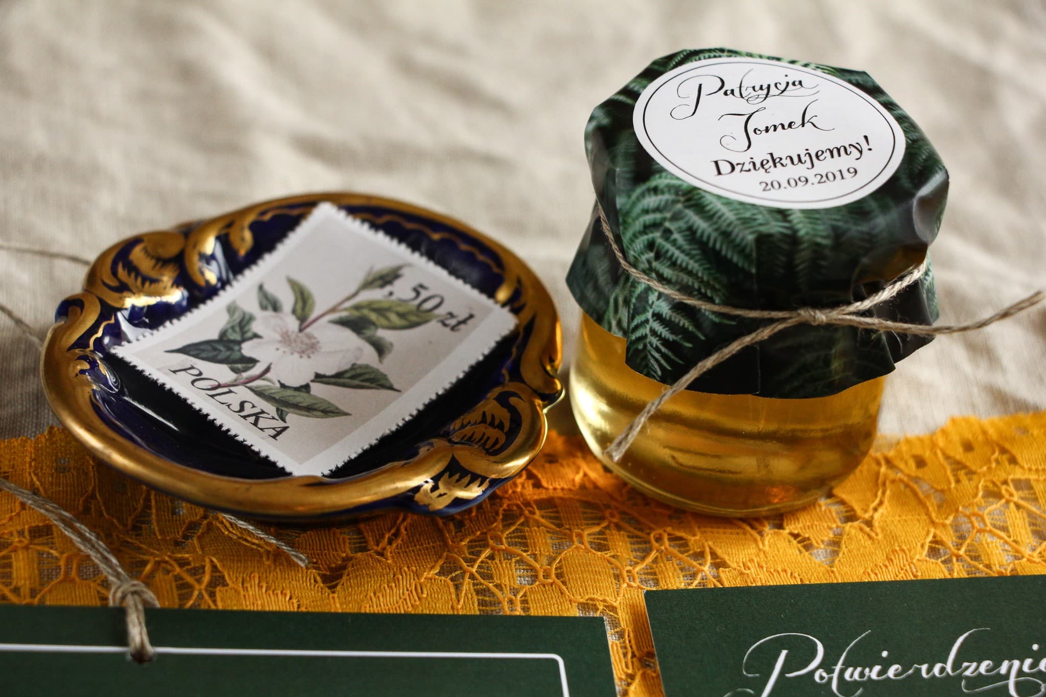 Honey Jar Wedding Favor Botanik No. 1 – Natural Gift with Fern Motif