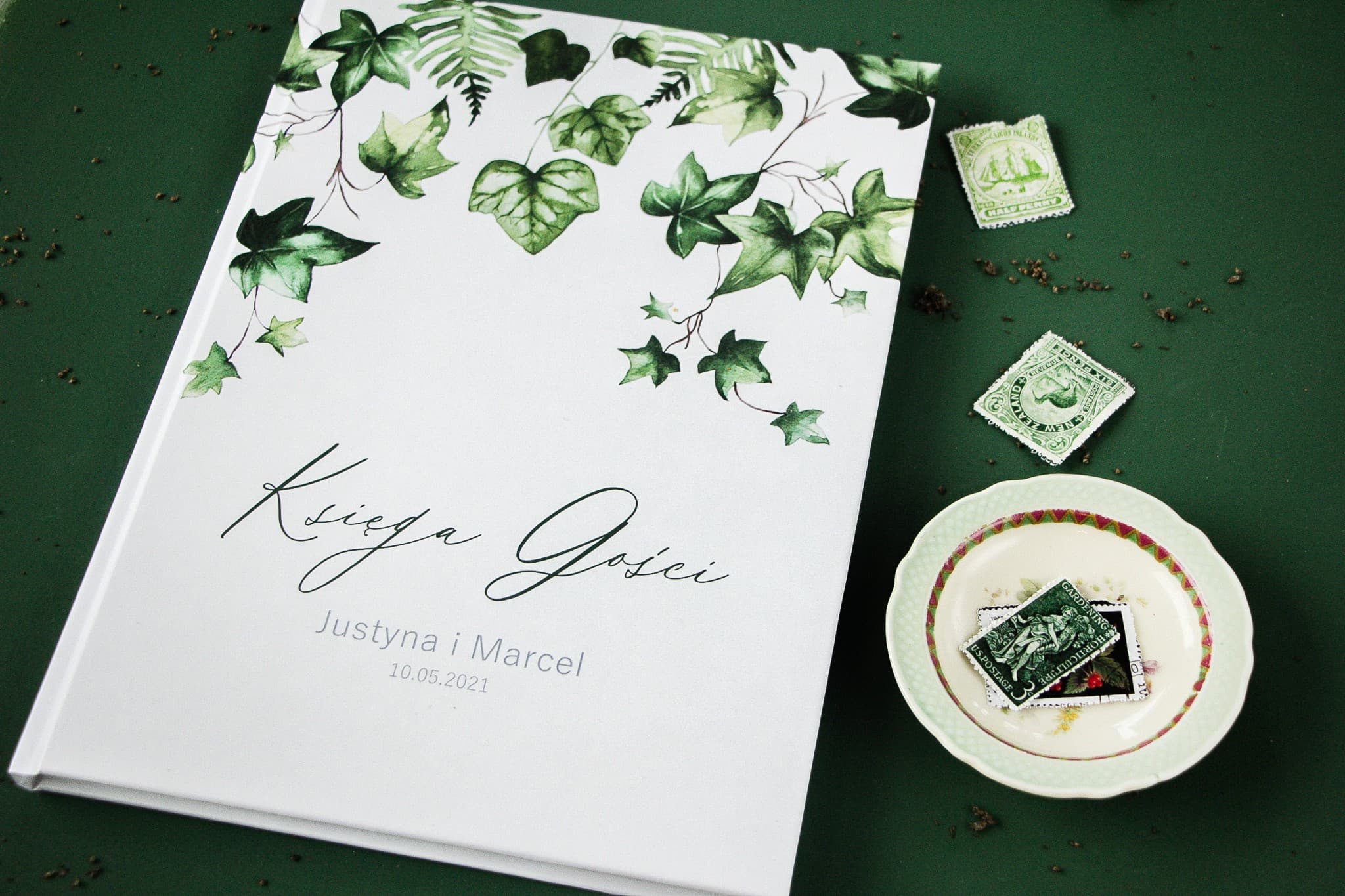 Personalized Botanical Guest Book with Ivy | A4 Wedding Guest Book | Soft No. 2