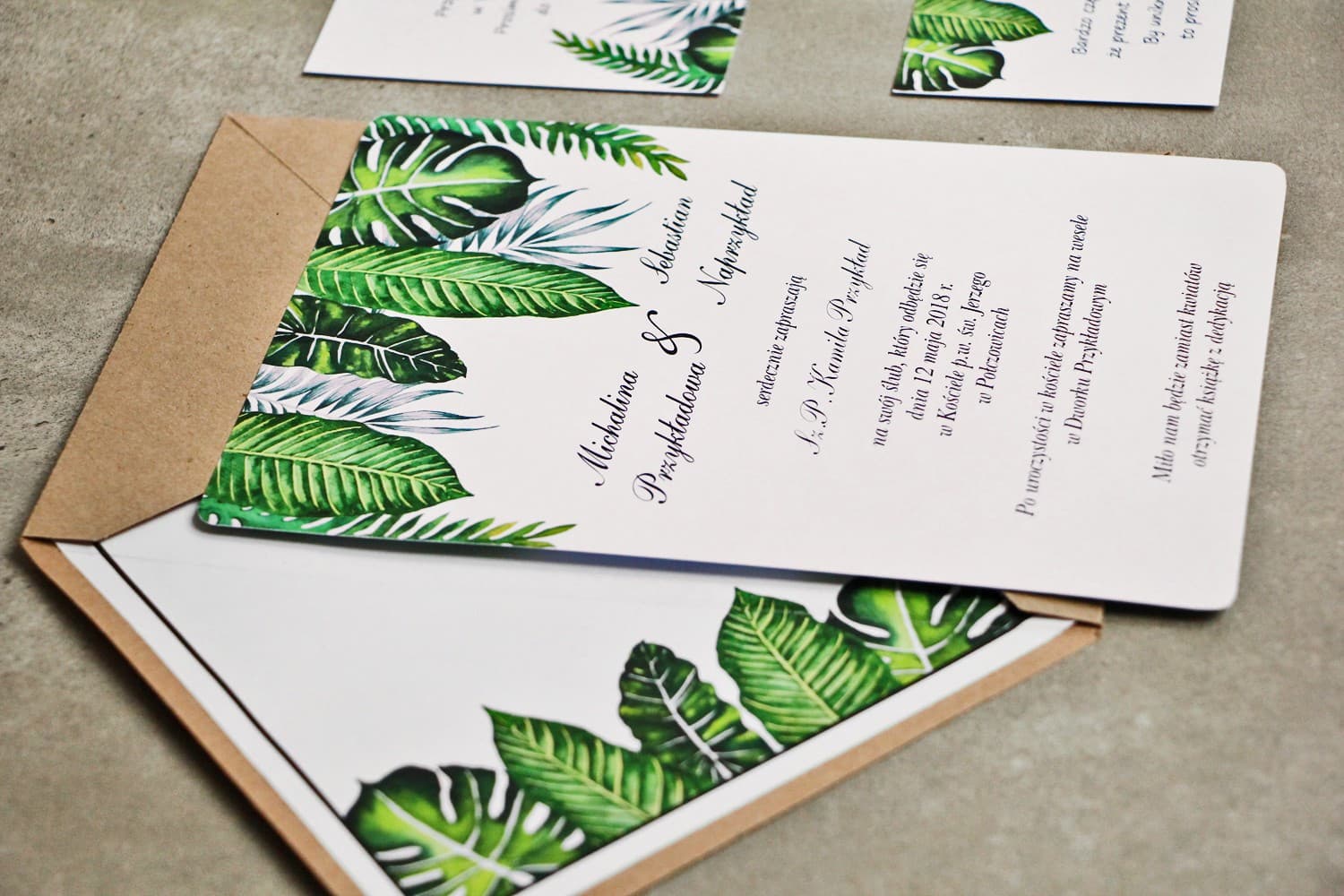Botanical Greenery Wedding Invitations with Gilded Leaves – Sorento No. 12 - 4