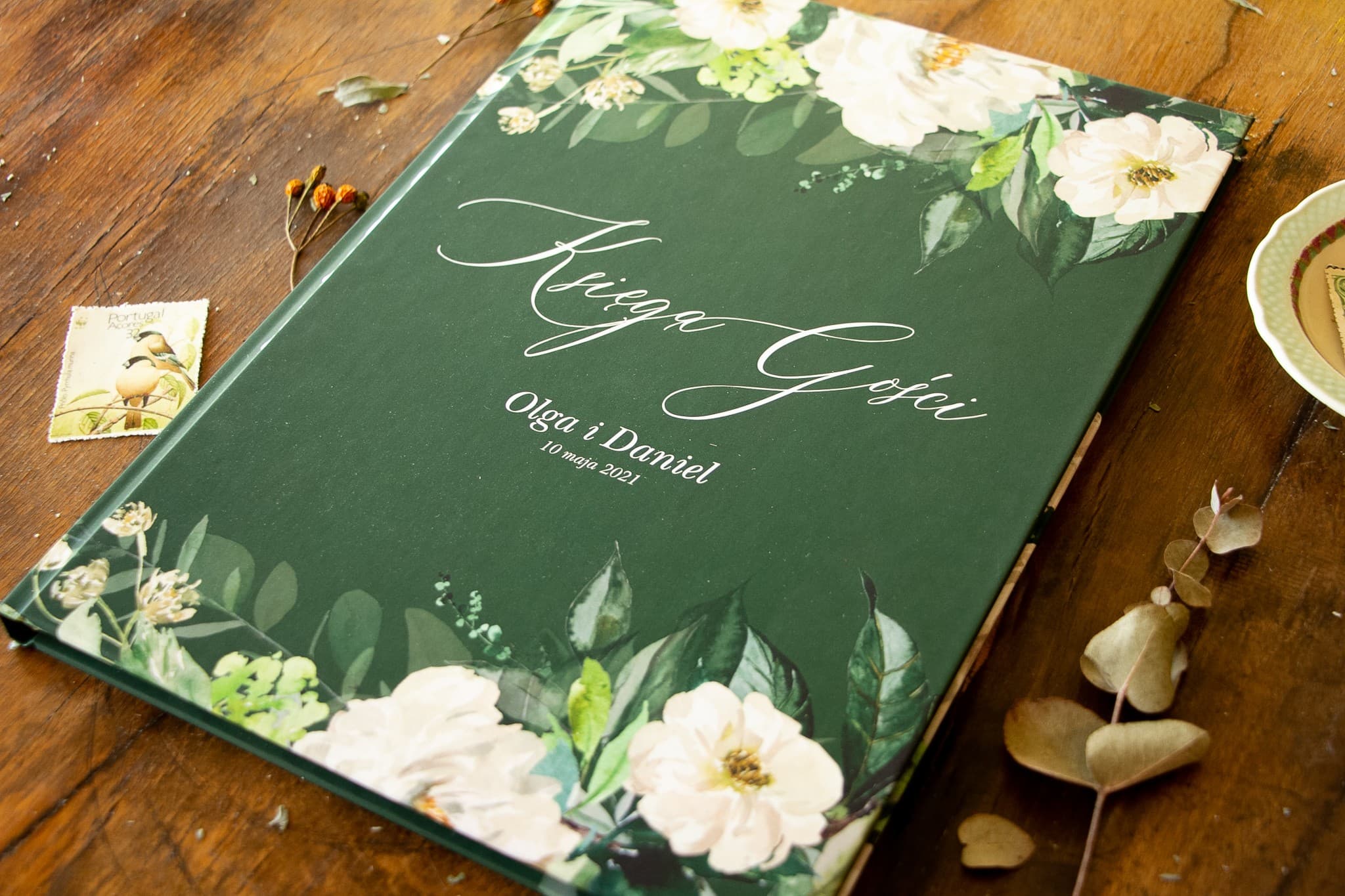 Personalized Wedding Guest Book with Questions | Bottle Green | Topaz Design 2 - 2