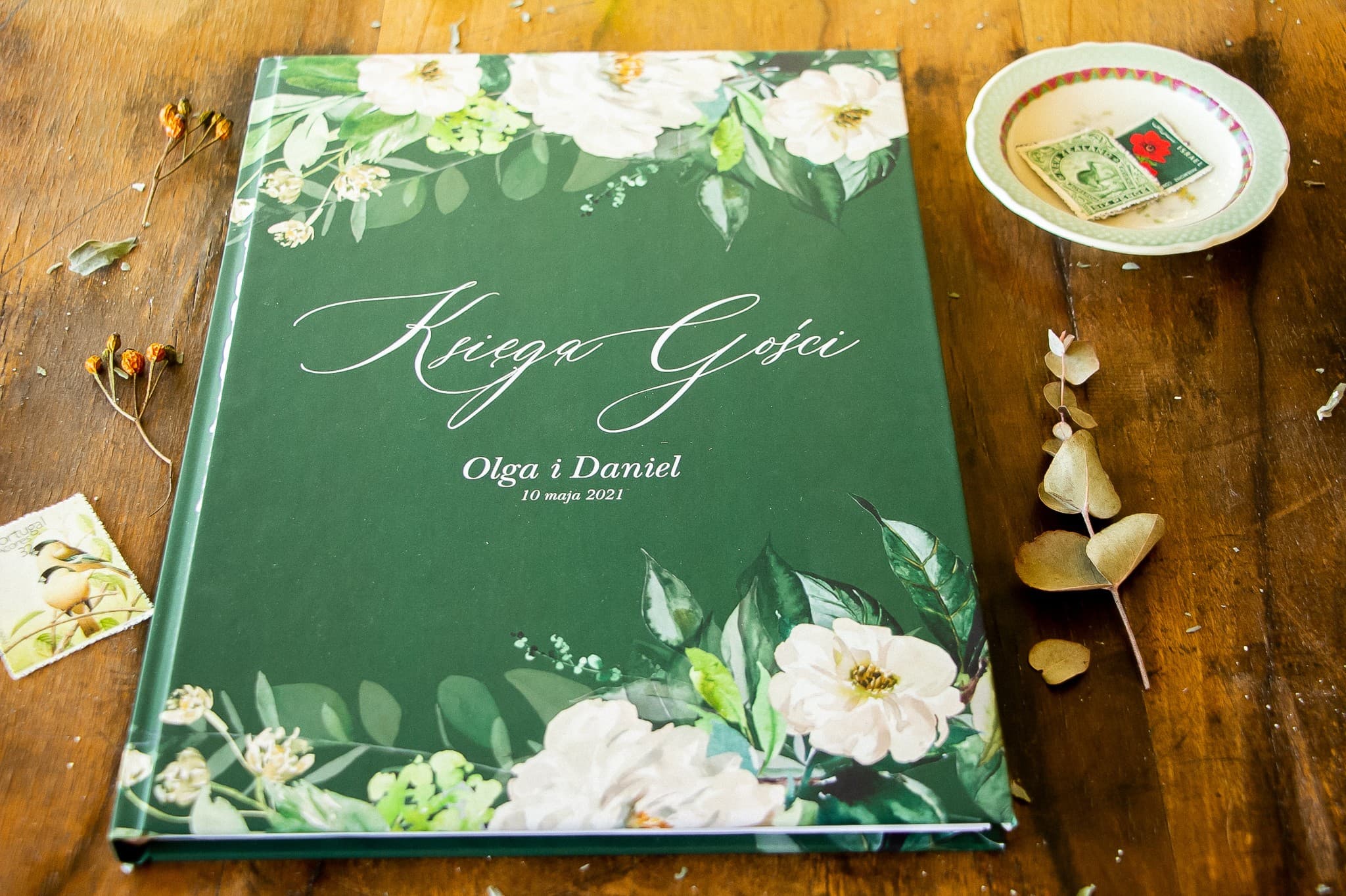 Personalized Wedding Guest Book with Questions | Bottle Green | Topaz Design 2 - 3