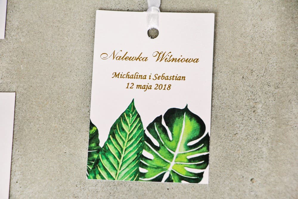 Foiled Tropical Leaf Bottle Tags | Greenery Wedding Spirits Tags | Sorento No. 12