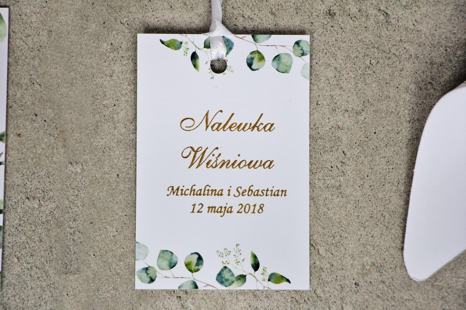 Gold Foiled Eucalyptus Bottle Tags | Elegant Wedding Alcohol Tags | Sorento No. 9