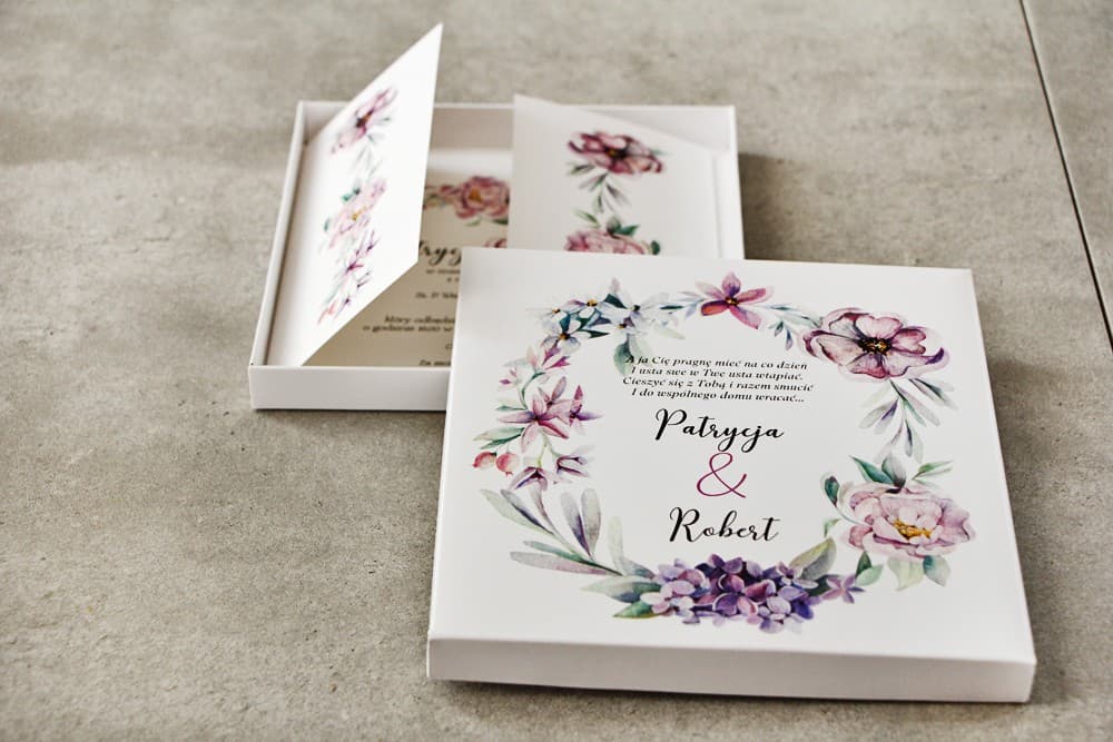 Boxed Wedding Invitations Pistachio No. 15 – Peonies and Lilac