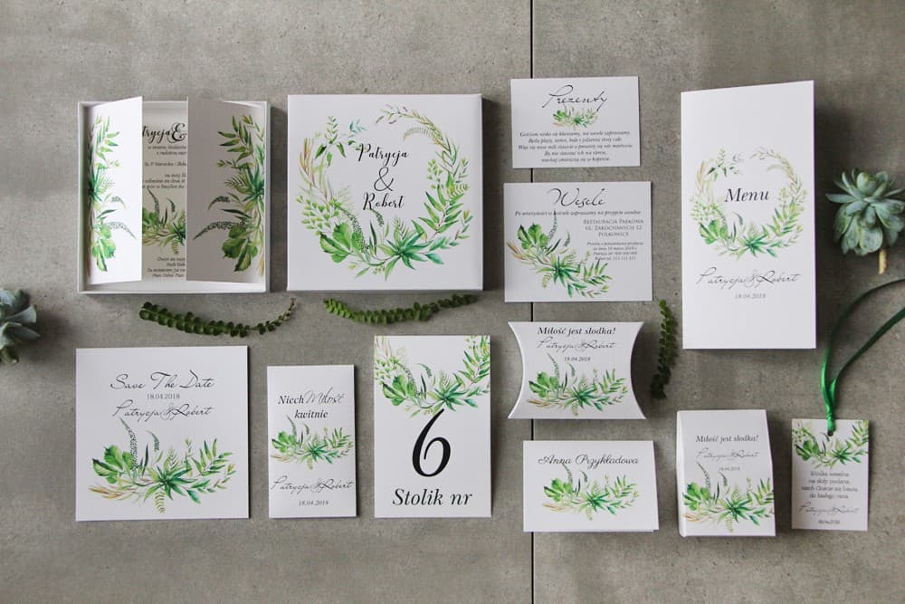 Boxed Wedding Invitations Pistachio No. 20 – Botanical Style - 2