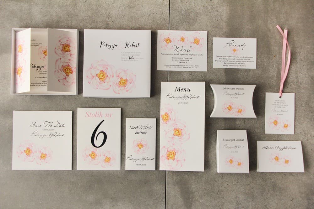 Boxed Wedding Invitations – Pistachio No. 4 with Peony - 2