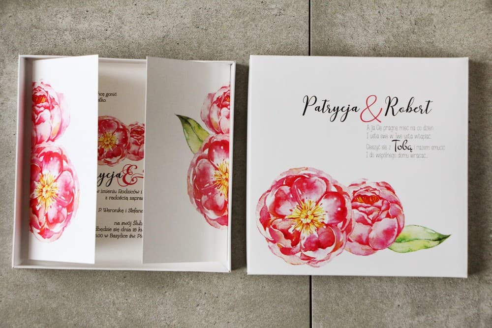 Boxed Wedding Invitations Pistachio No. 6 – Amaranth Peonies