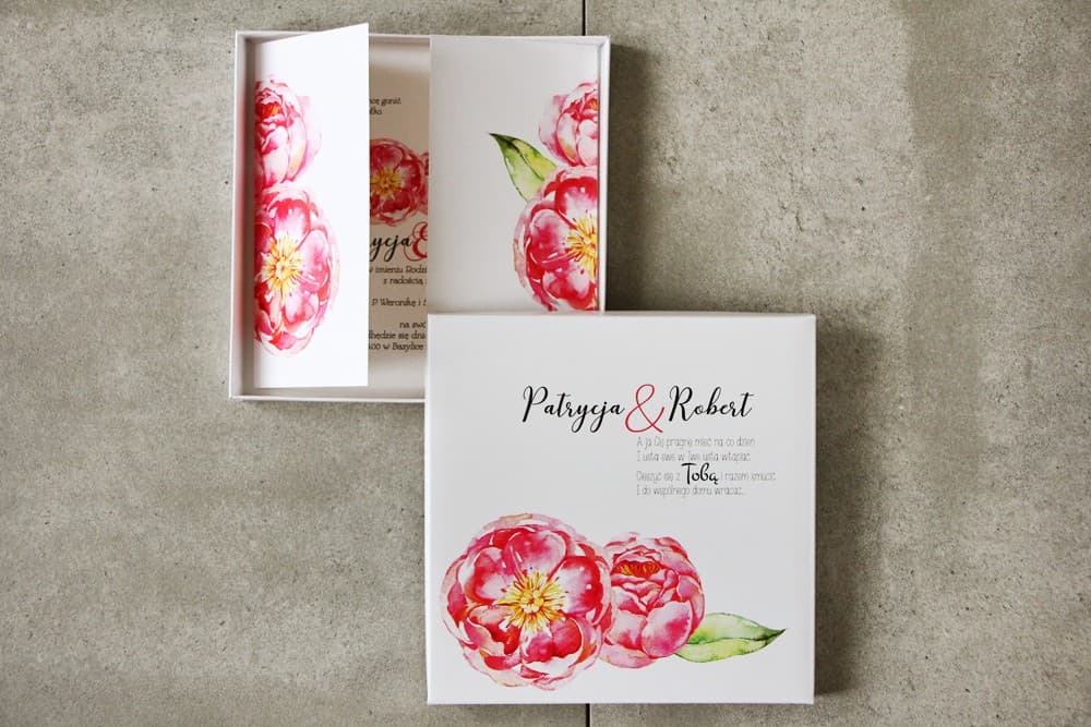 Boxed Wedding Invitations Pistachio No. 6 – Amaranth Peonies - 3