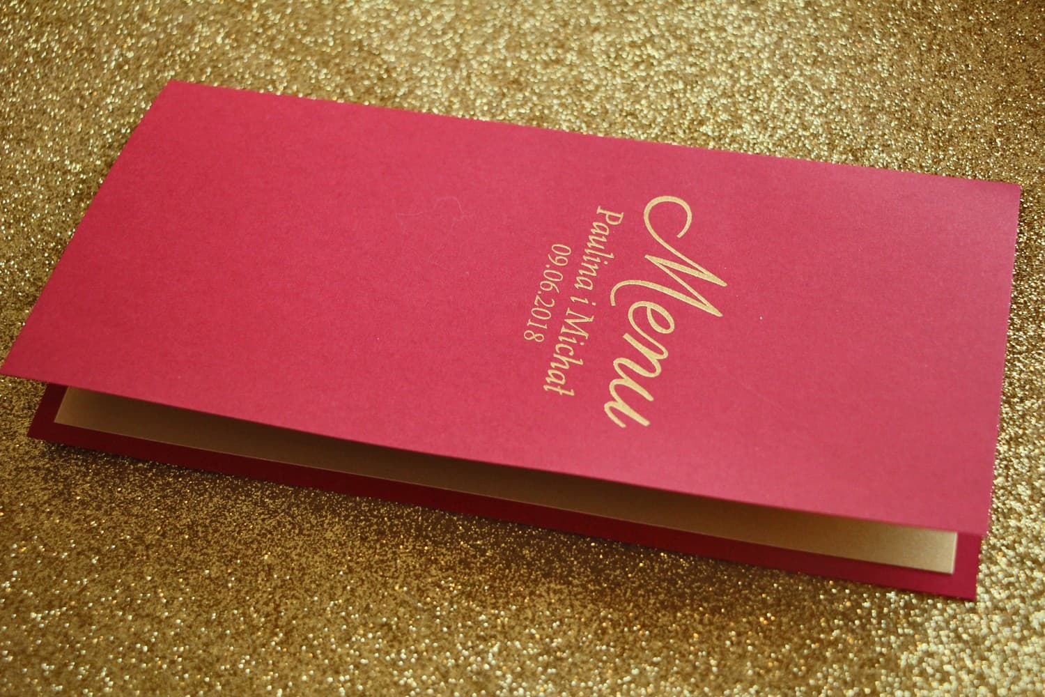 Burgundy Foiled Wedding Menu, Elegant Table Menu Card | Glamour Wedding Menu | Glamour No. 2