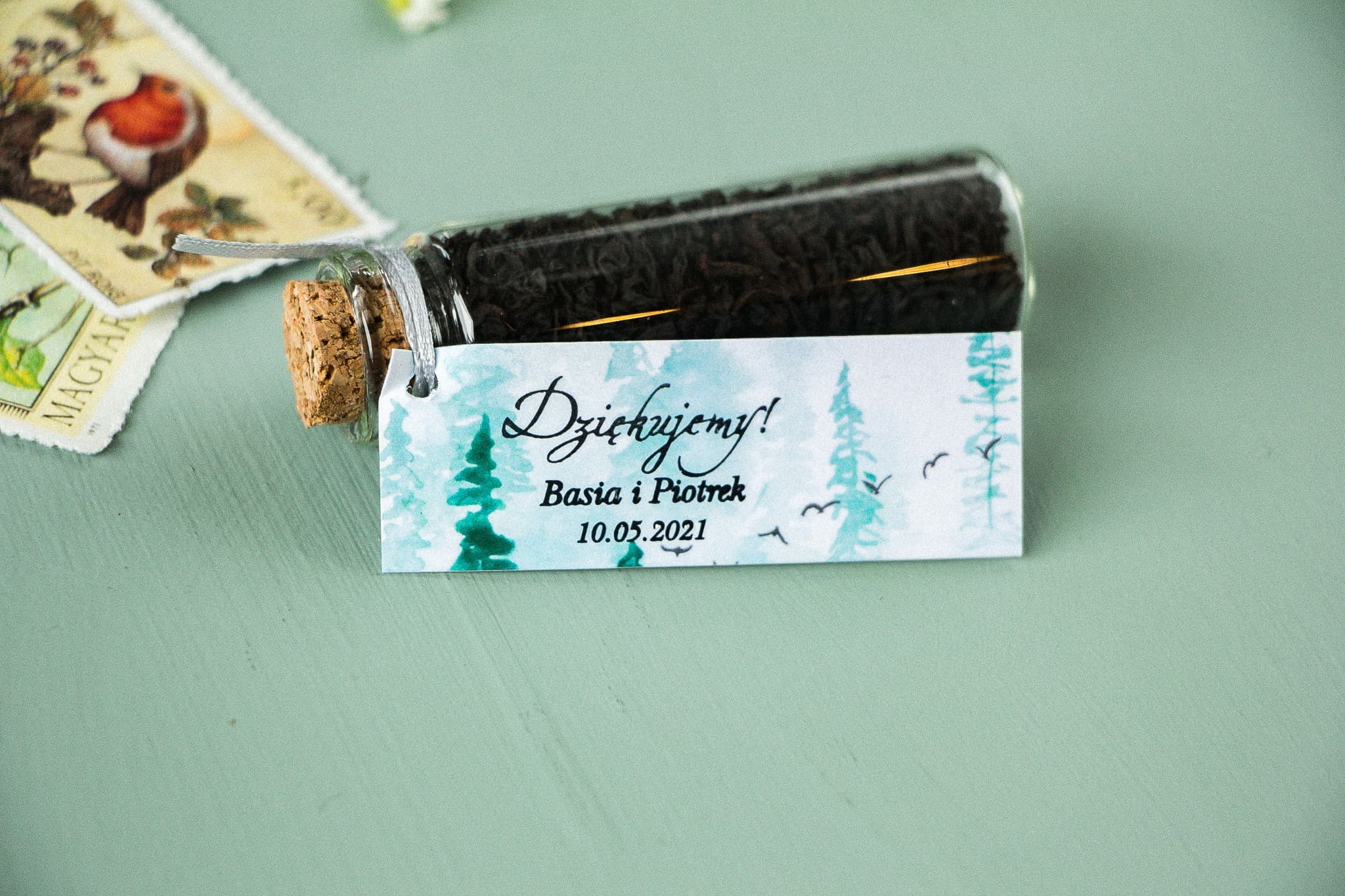 Cadeaux Invités Thé en Fiole avec Dorure Argentée | Cadeaux de Mariage Élégants | Pastel n° 7