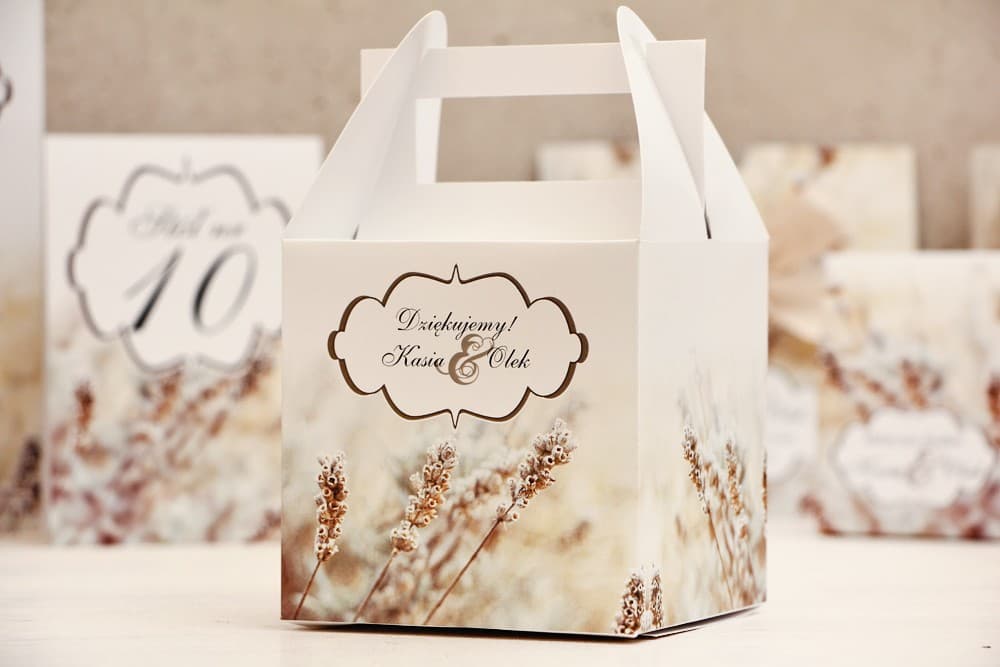 Caja para Pastel de Bodas Personalizada con Motivo de Hierba de Invierno | Elegantes Detalles para Invitados | Felicja nº 10