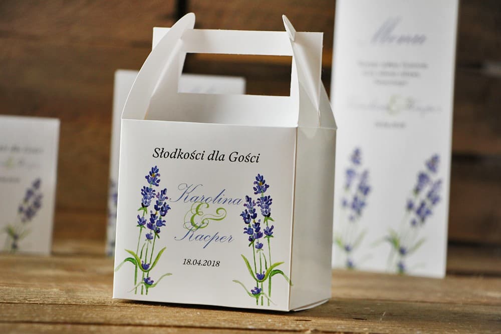 Cajas para Pasteles de Boda con Lavanda Personalizadas | Detalles para Invitados | Acuarela nº 14