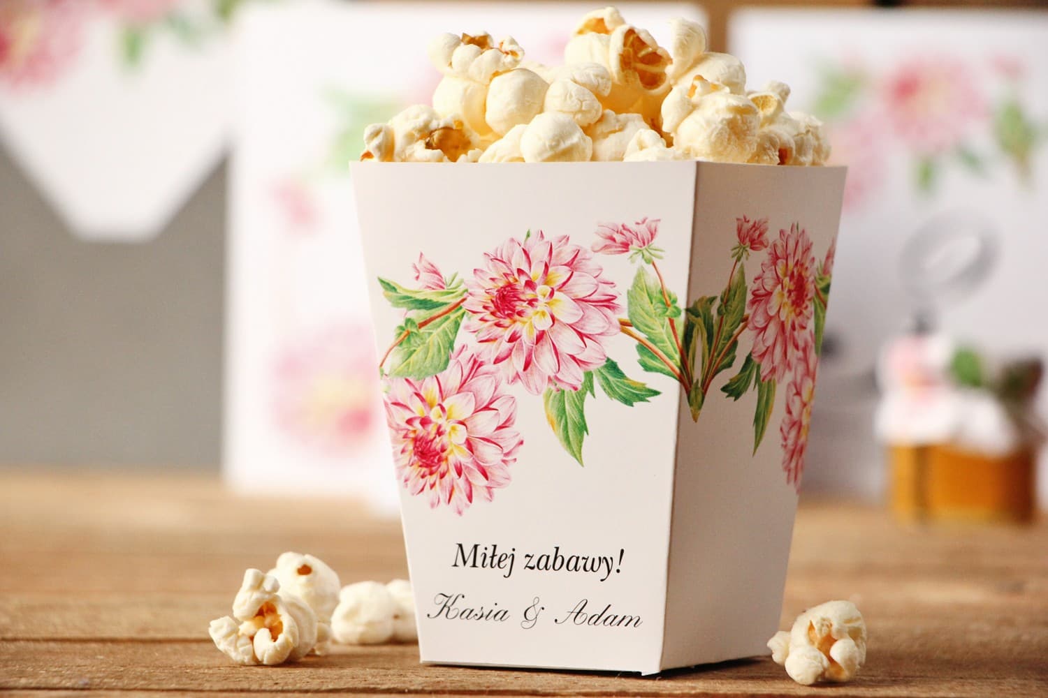 Cajitas para Popcorn y Dulces Dalias Rosas | Detalles para Invitados, Candy Bar | Kalia n.º 4