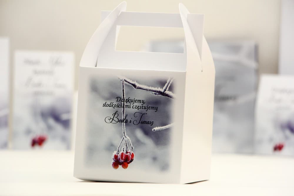 Cajas para Tarta de Boda de Invierno con Serbal, Embalaje Personalizado para Agradecimiento | Elegant nº 17