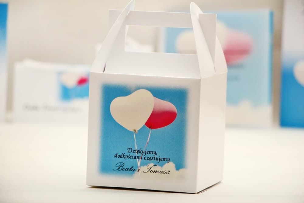 Cajas Personalizadas para Tarta de Boda con Motivo de Globos | Embalaje para Dulces de Agradecimiento | Elegant n.º 18