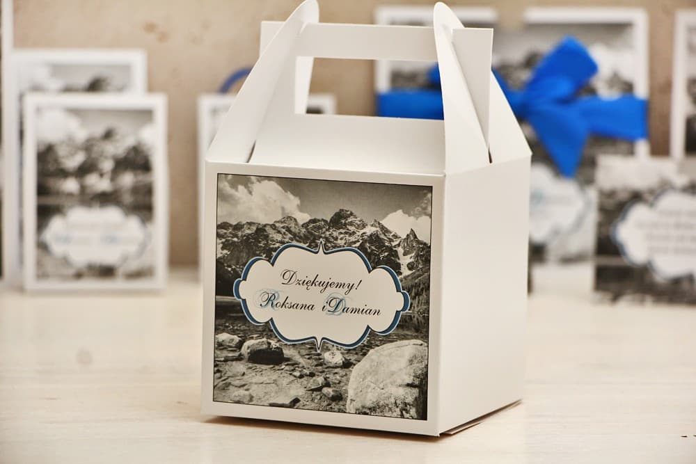 Cajas para Tarta con Motivo de Montaña, Blanco y Negro | Cajas para Dulces de Boda Personalizadas | Felicja nº 21