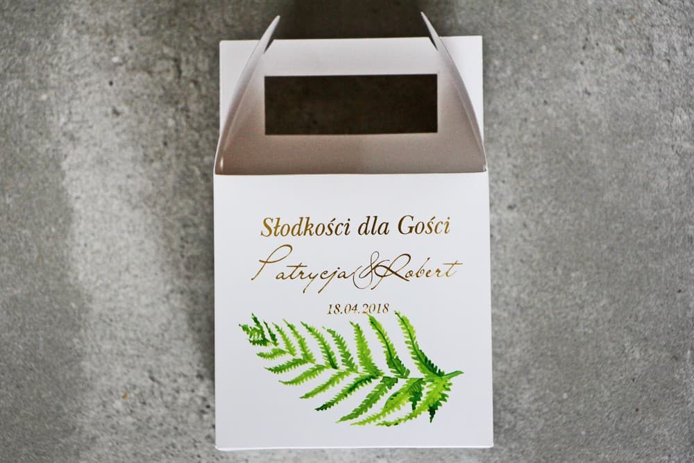 Elegante Caja para Tarta Helecho Dorado | Detalles Personalizados para Invitados de Boda | Cykade nº 11