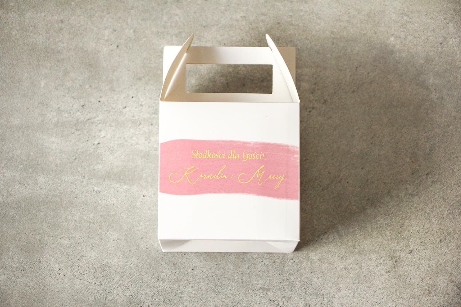 Caja Cuadrada para Pastel con Asa Acuarela Rosa | Cajas Elegantes para Invitados de Boda | Verte n.º 2