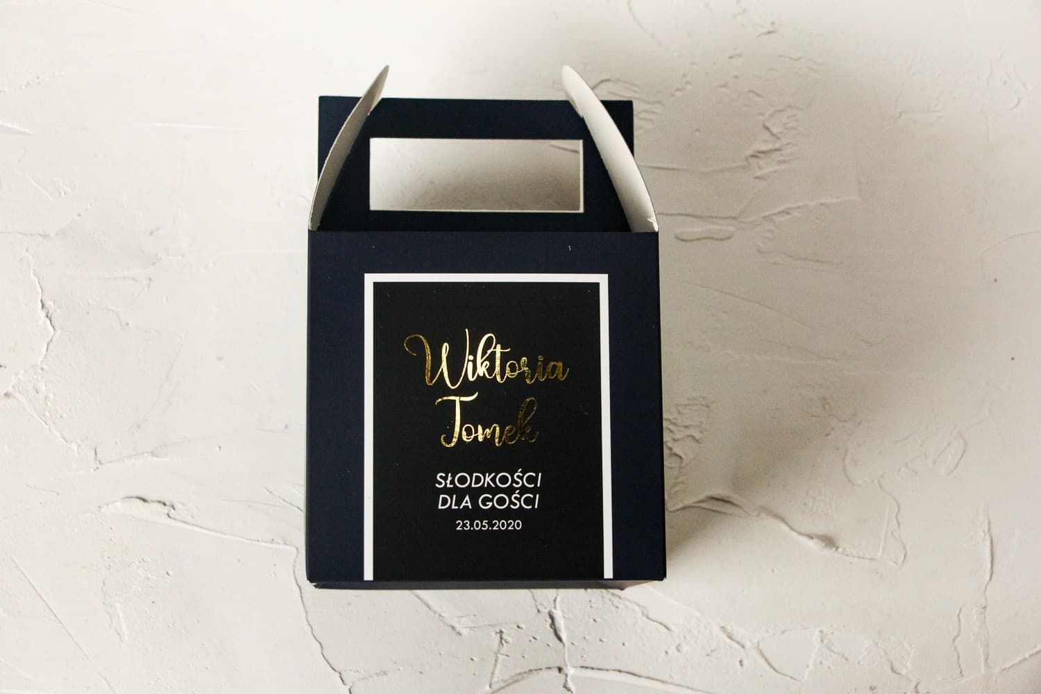 Elegante caja para tarta de boda azul marino con dorado | Empaque para invitados | Emerald nº 1