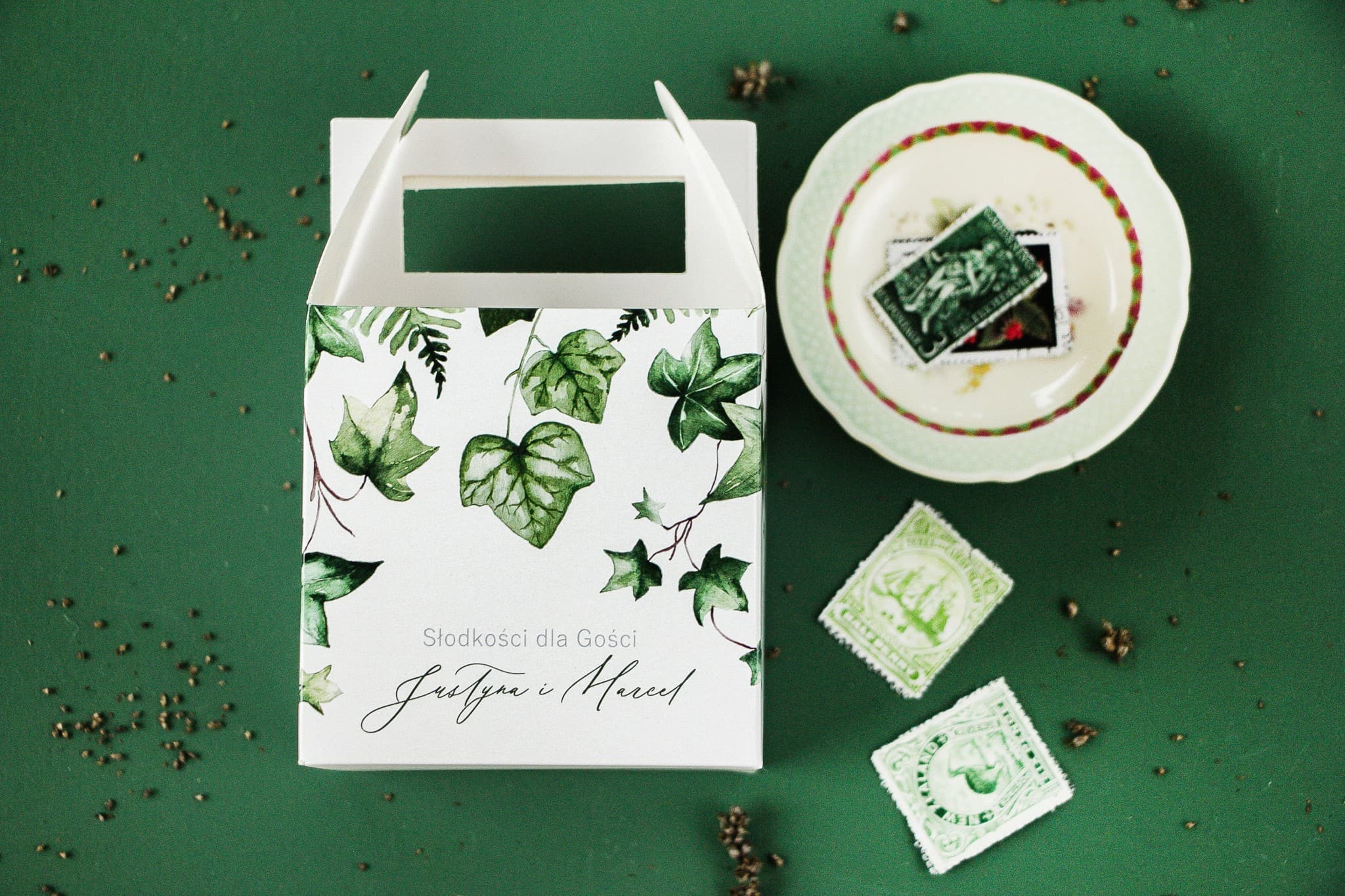 Cajas para tarta de boda Greenery con Hiedra | Envoltorios personalizados | Soft nº 2