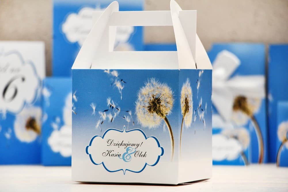 Cajas para Tarta de Boda con Estampado de Diente de León y Personalización | Envases para Detalles | Felicja n.º 11