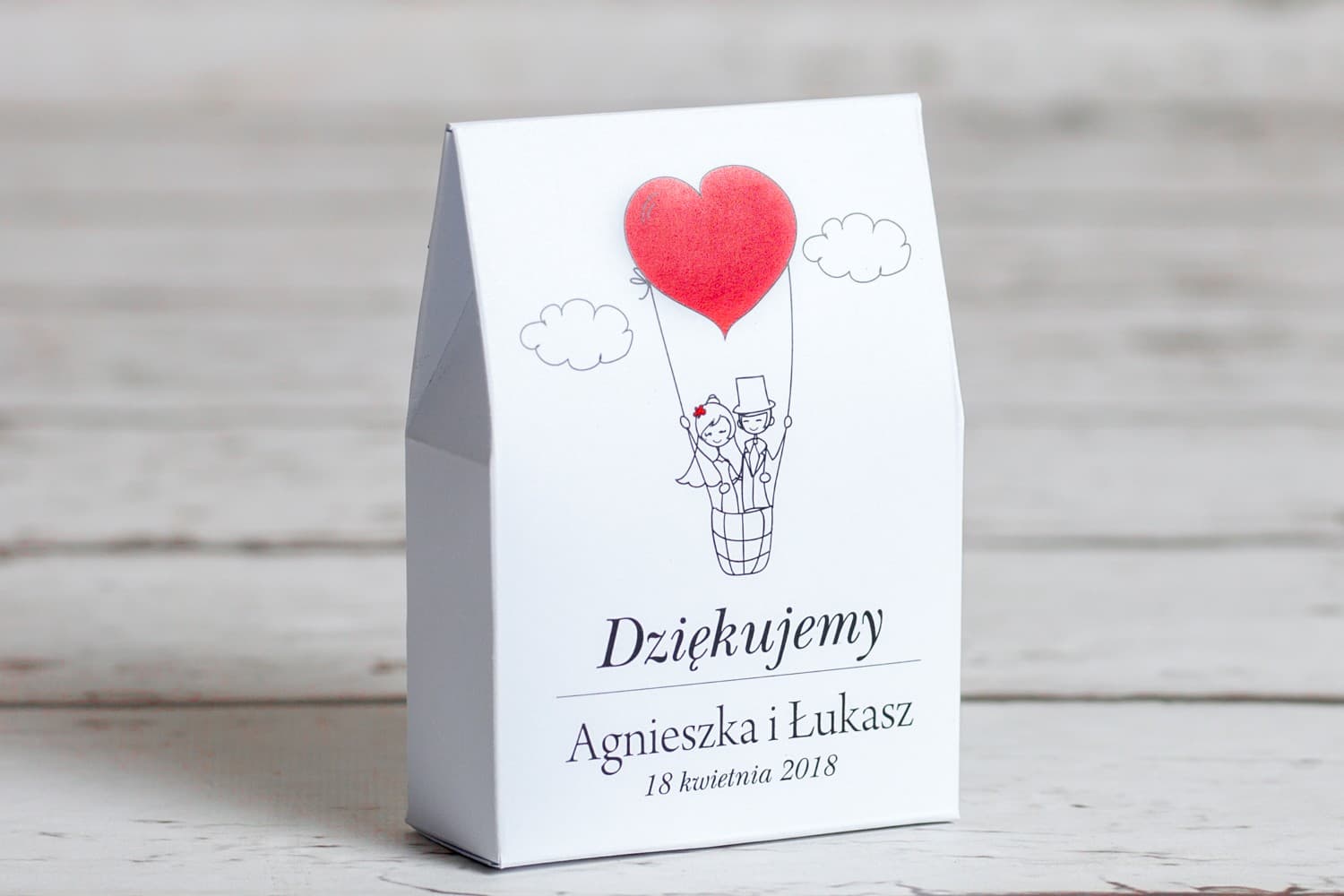 Cajitas con Dibujo de Pareja en Globo | Dulces Detalles para Invitados de Boda | Bueno nº 1