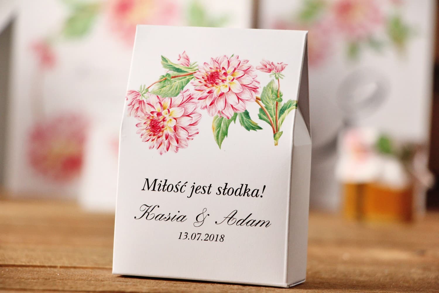 Cajita con dulces Dalias Rosas | Detalles para Invitados de Boda | Kalia nº 4