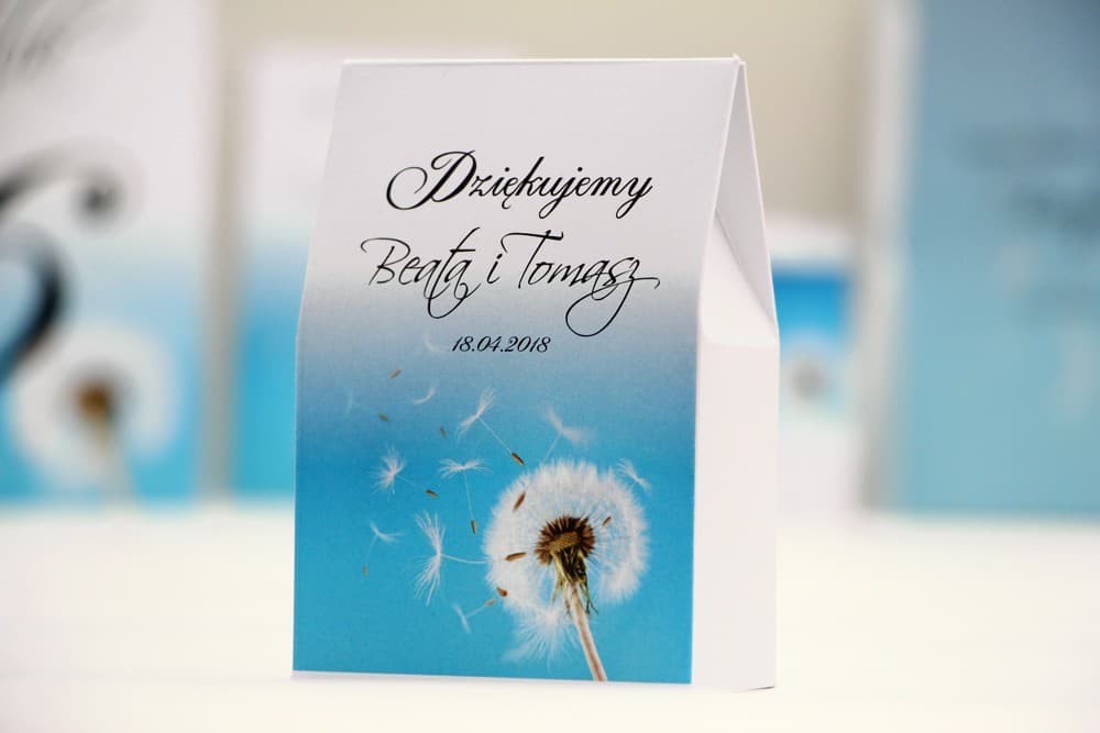 Cajitas con dulces y motivo de diente de león, detalles listos | Regalos para invitados de boda | Elegant n.º 20