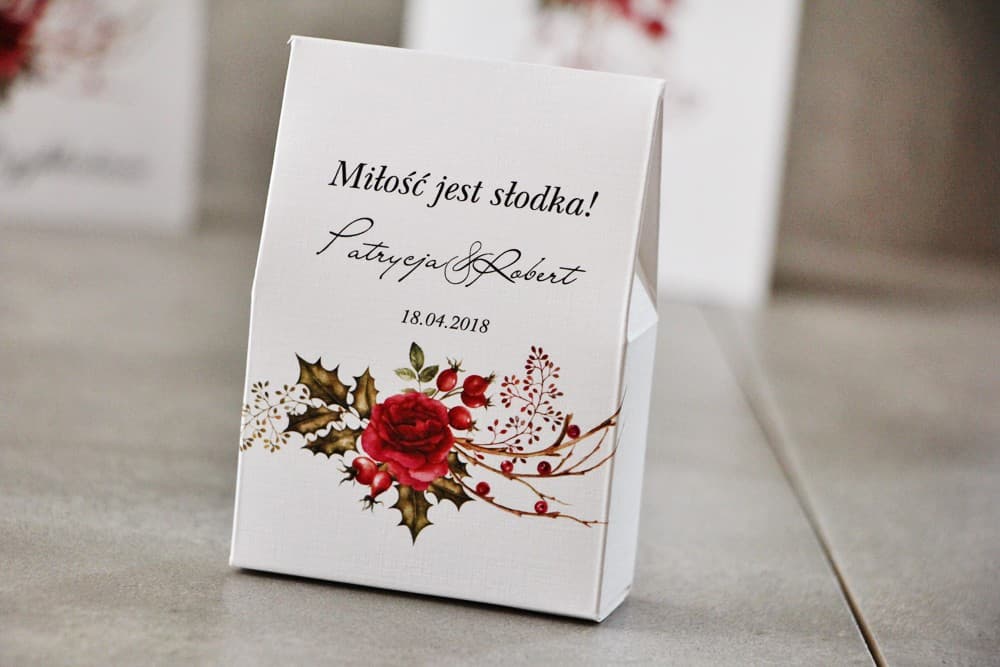 Cajitas Navideñas con Caramelos, Motivo Invernal con Rosas | Detalles para Invitados de Boda | Pistacho n.º 14