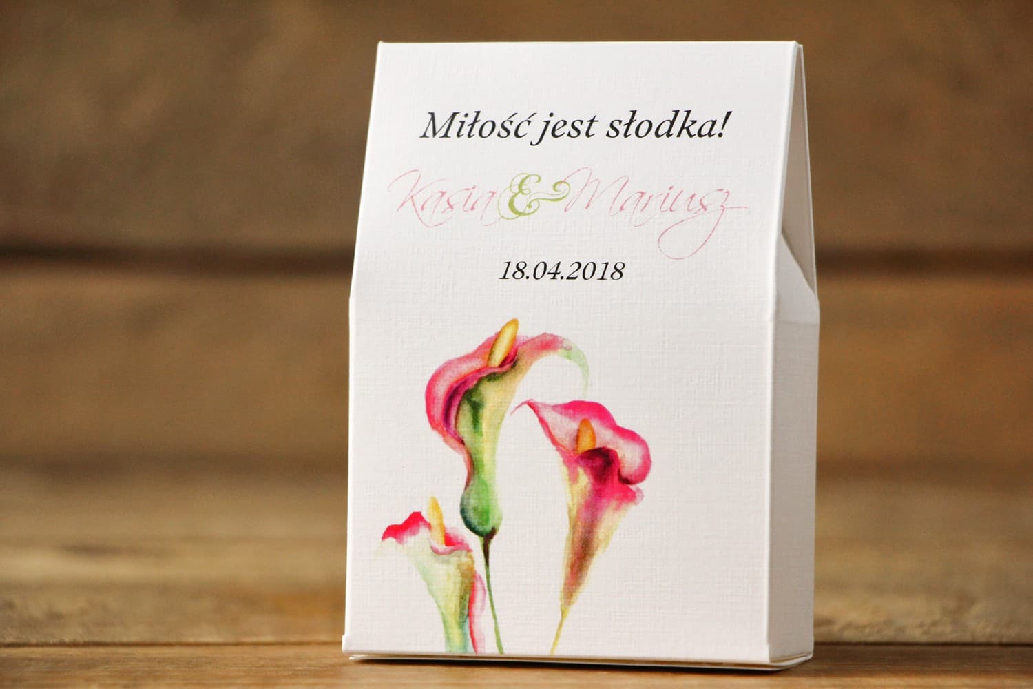 Cajitas con caramelos con motivo de calas | Detalles para invitados de boda | Flores Pintadas nº 25