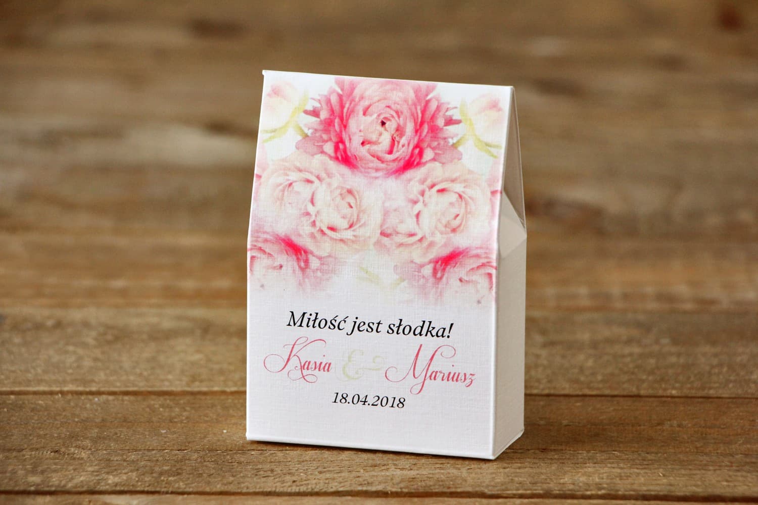 Cajitas para dulces, menta con peonías | Detalles para invitados de boda | Flores Pintadas nº 9