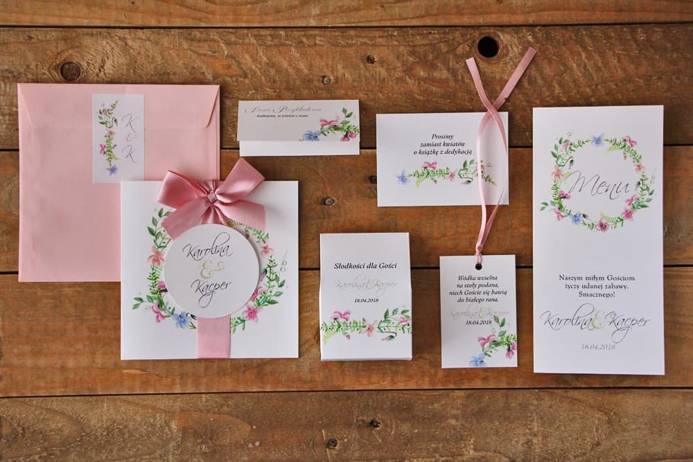 Set Campioni di Cancelleria Nuziale: Invito, Segnaposto, Menu | Campioni Inviti Matrimonio Acquerello | Acquerelli n. 4