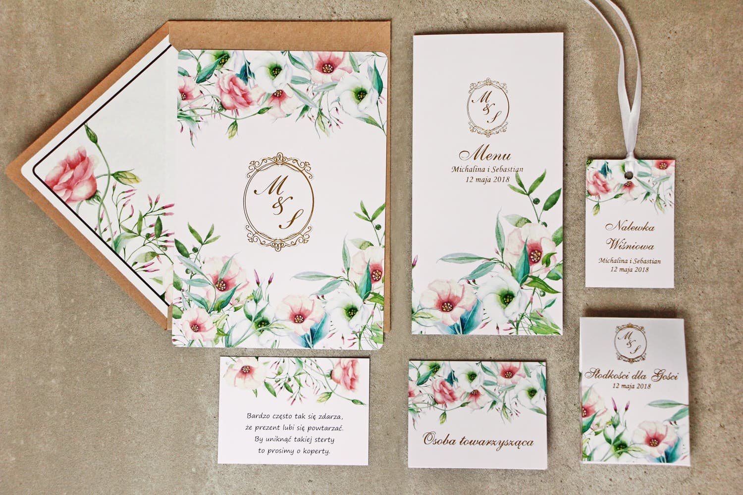 Campioni Inviti Matrimoniali Fiori | Set Cartoleria per Valutare Qualità | Sorento n. 8