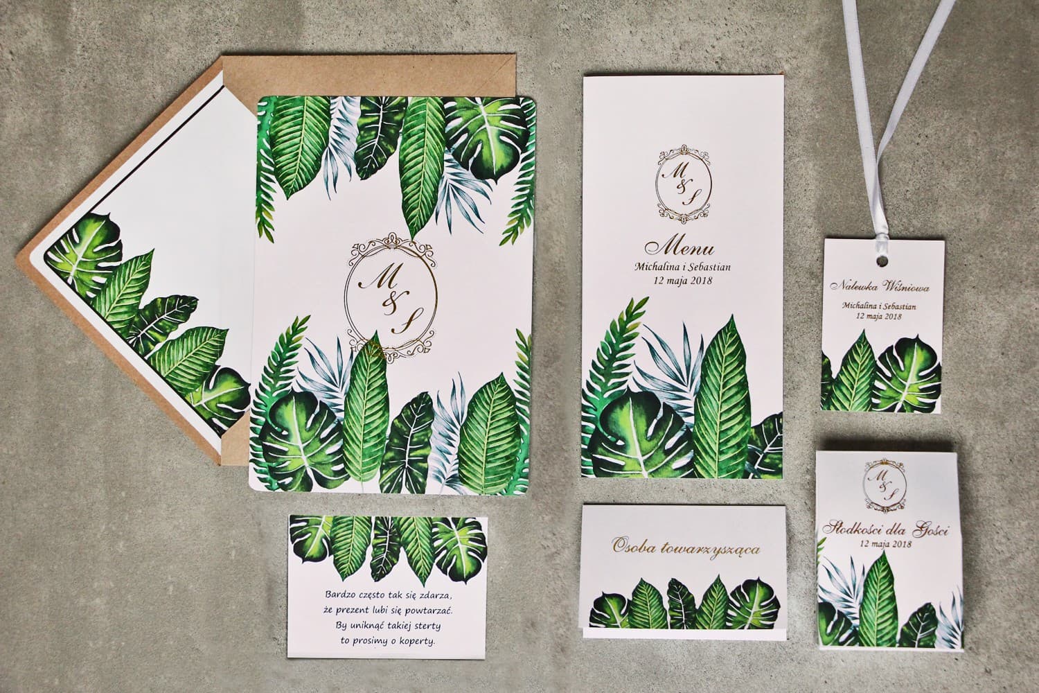 Campioni Inviti Greenery e Accessori Nuziali | Kit di Prova Papeteria | Sorento nr 12