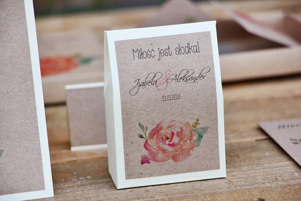 Caramel Favor Box with Watercolor Rose Motif | Wedding Favours, Sweet Gifts | Margaret No. 6