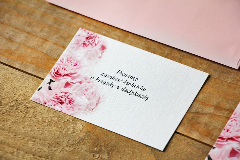 Élégantes Cartes d'Information avec Œillets Roses Aquarelles | Cartes d'Insertion pour Invitations de Mariage | Aquarelle n° 21