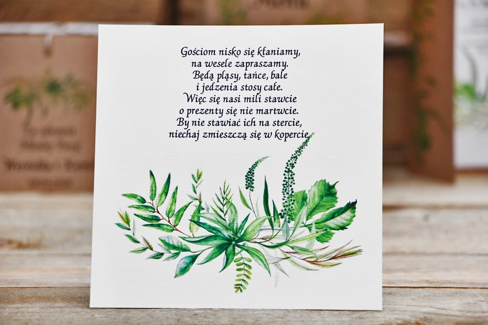 Carte d'invitation, cadeaux de mariage, réception - Fruits de la Forêt n° 2 - Herbes folles, greenery