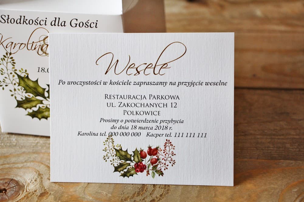 Carton d'invitation 120 x 98 mm cadeaux de mariage - Aquarelles n° 3 - Hiver et Noël