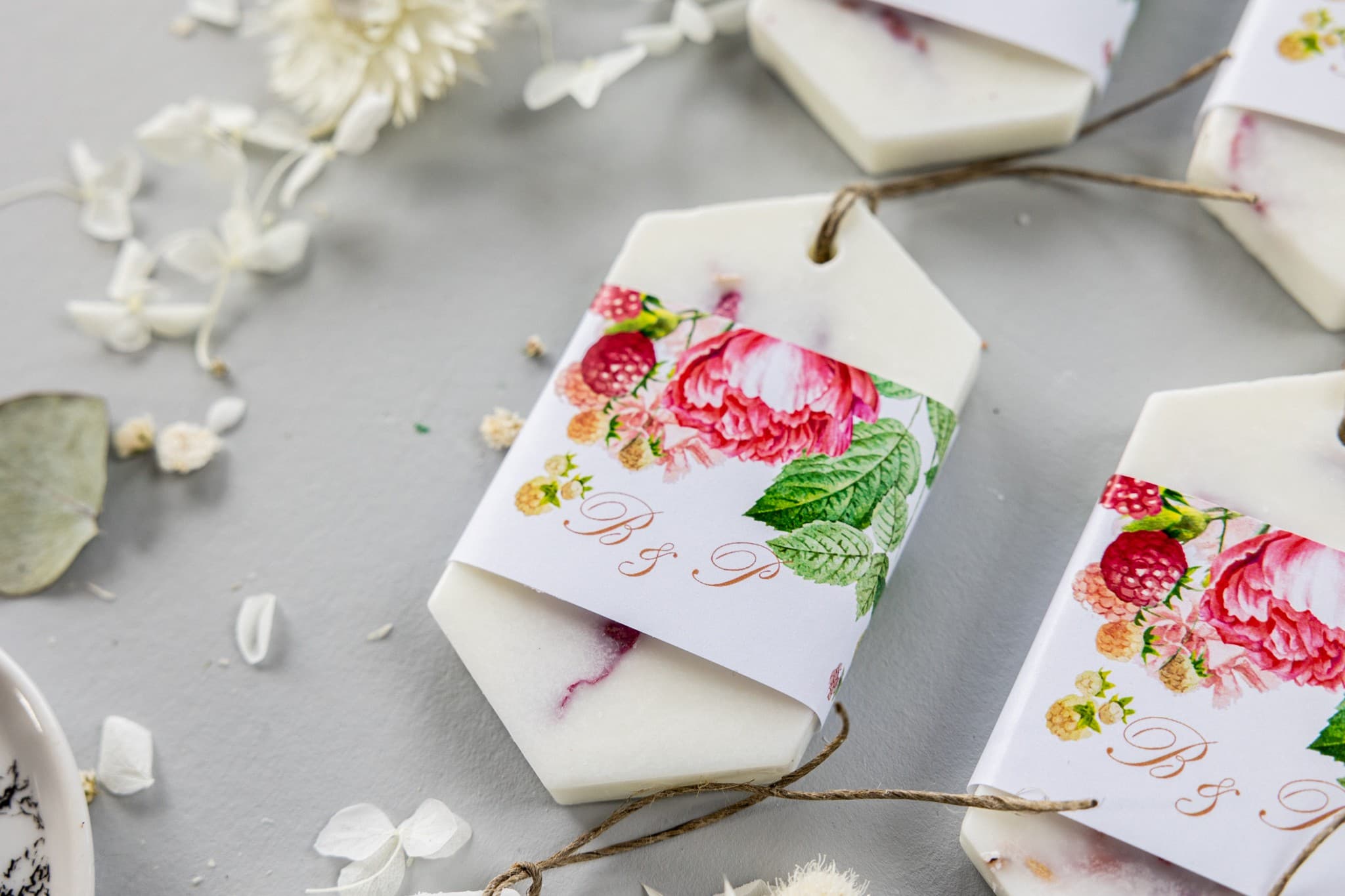 Ambientador de Soja Colgante Peonía y Frambuesa, Natural | Detalles para Invitados de Boda | Korani n.º 7