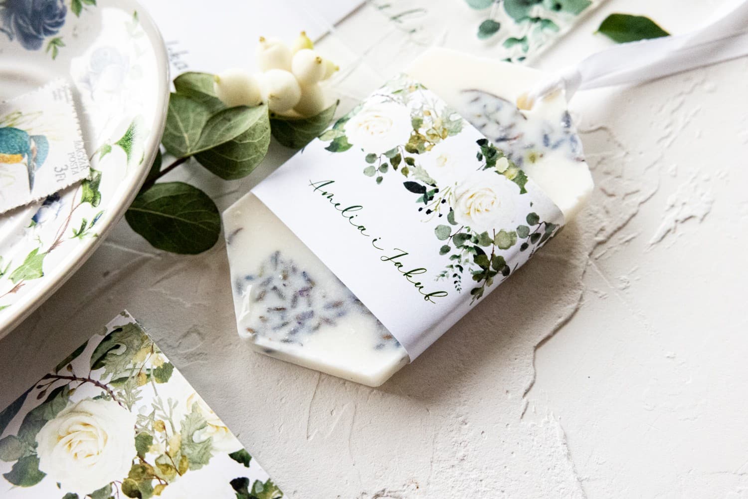 Colgante de cera de soja perfumada con flores, detalle de boda personalizado