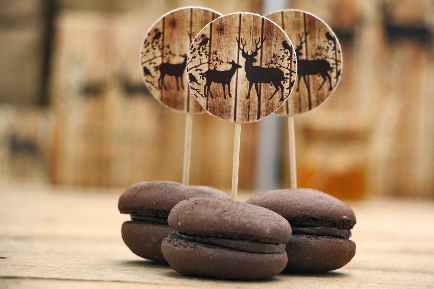 Cupcake-Picker für den Sweet Table mit Wald-Motiv Hirsch | Rustikale Hochzeitsdeko | Rustikal Nr. 3