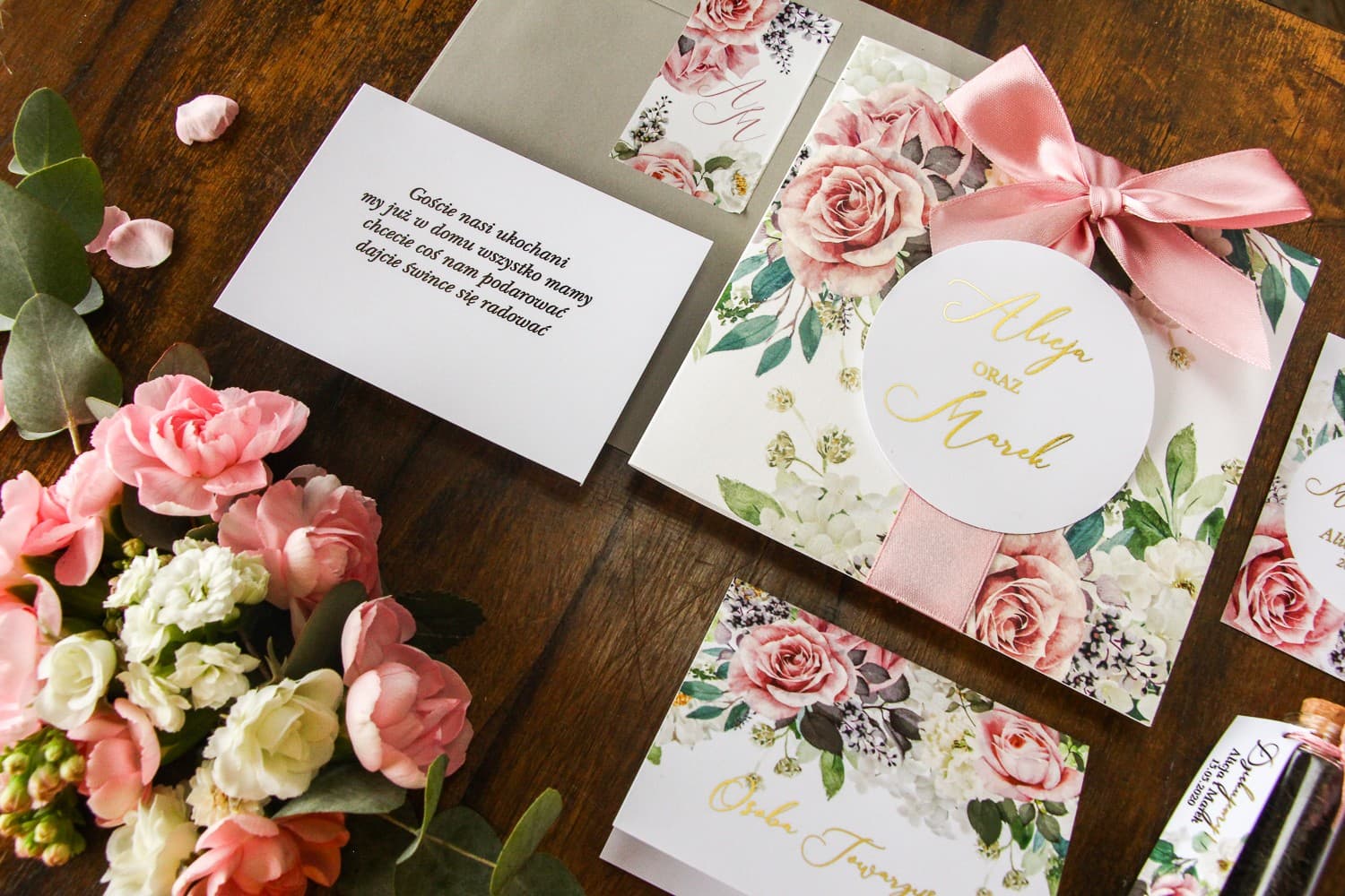 Soreli No. 3 Wedding Invitation – Glamour Style with Powder Pink Rose - 2