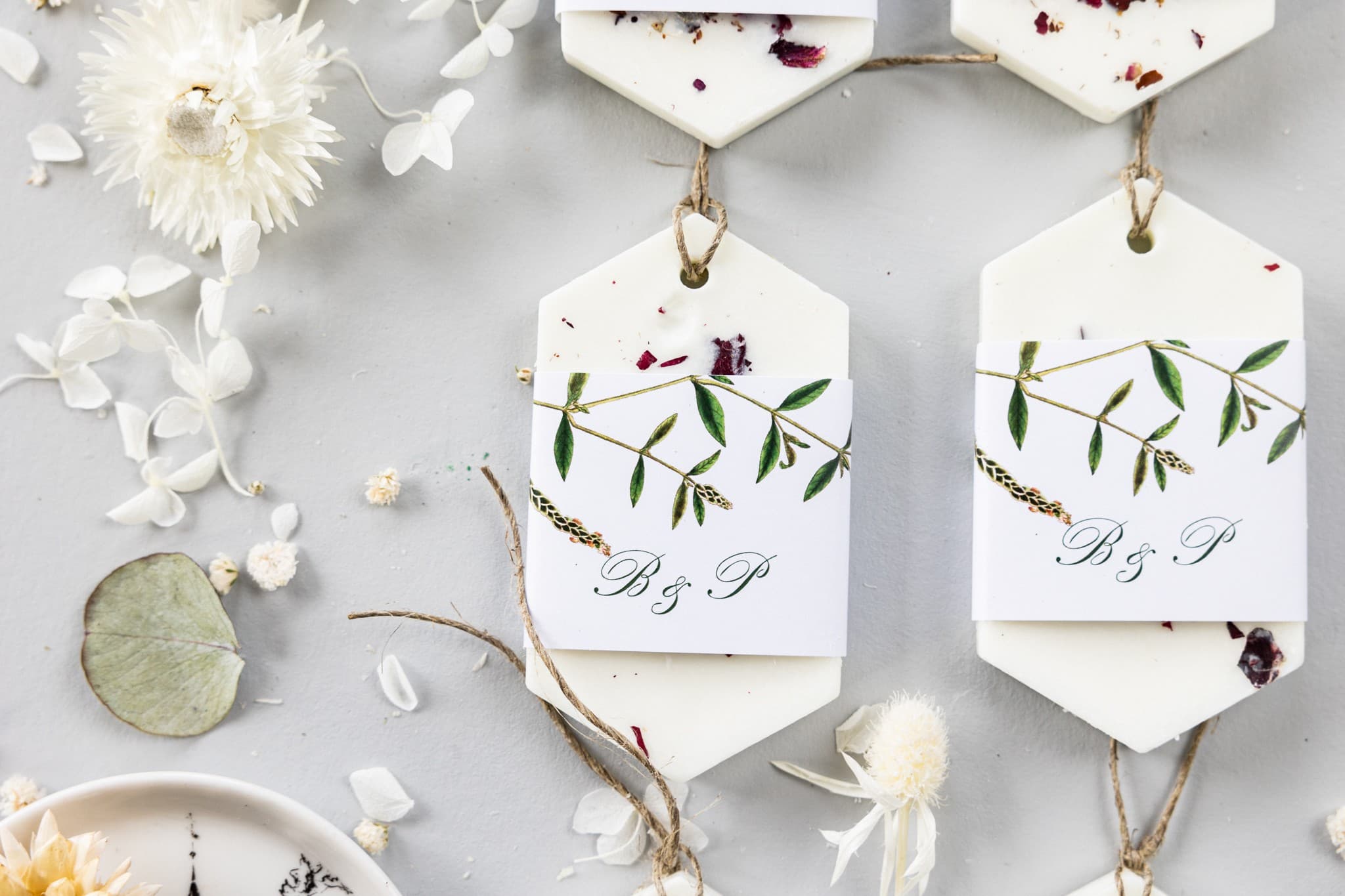 Duftanhänger aus Sojawachs mit Blüten | Elegante Gastgeschenke zur Hochzeit | Korani Nr. 9 - 3