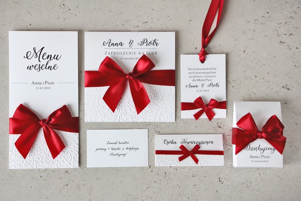 Glamour White Embossed Wedding Invitations with Satin Bow – Belisa No. 2 - 2