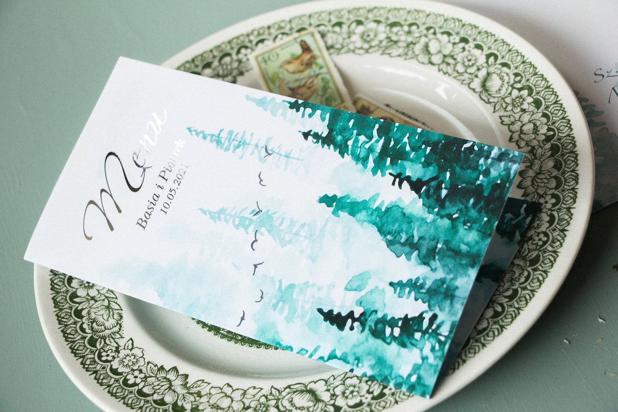 Elegant Pastel Wedding Menu with Silver Foiling | Watercolor Art | Pastel No. 7