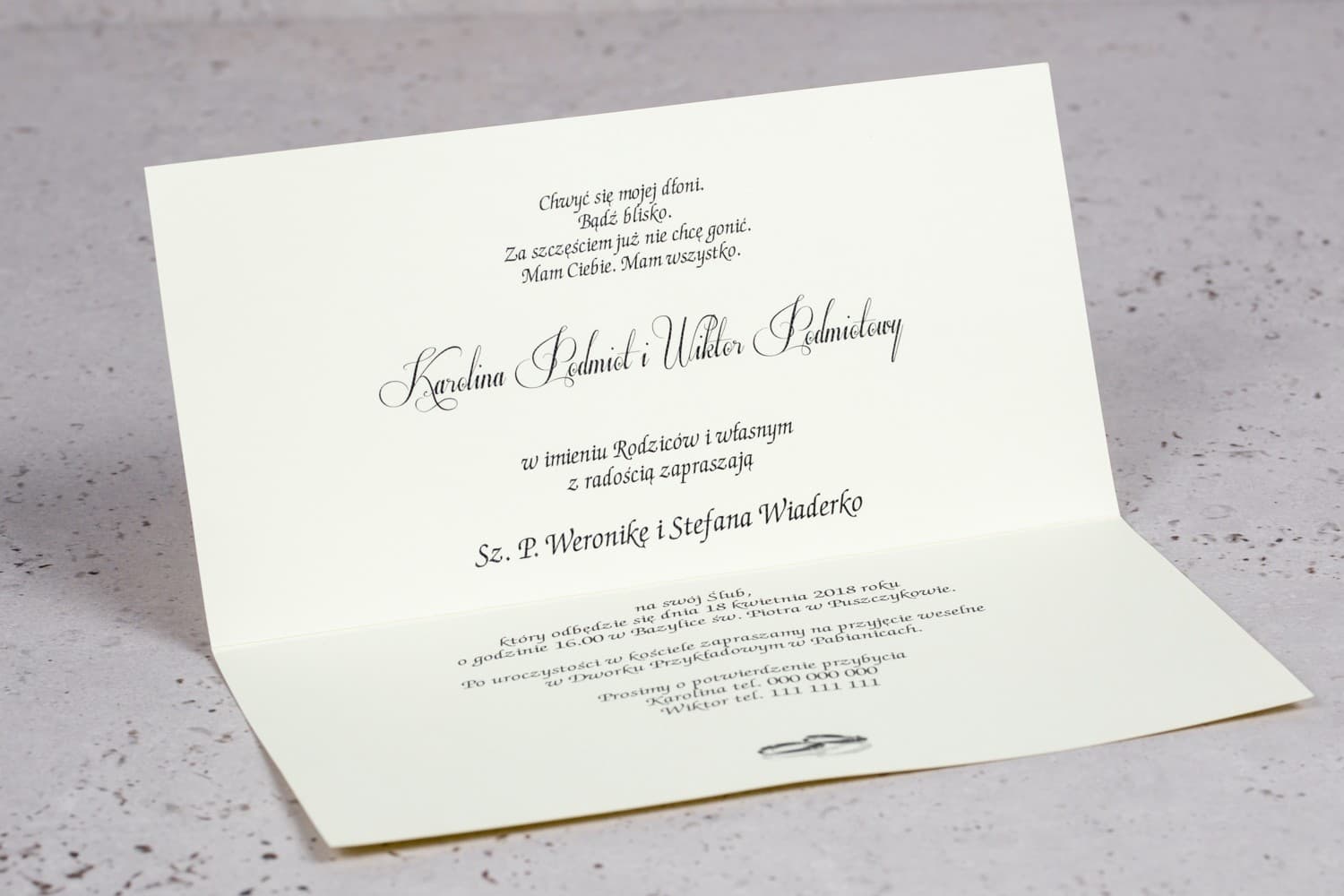 Interior de la invitación de boda Moreno nº 8 - con fajín azul marino perlado y detalles de lujo